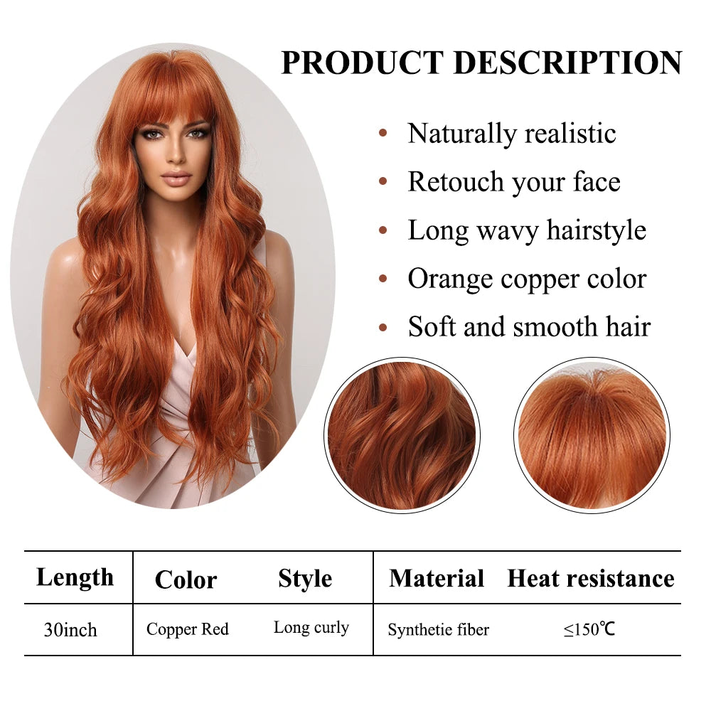 Wig with long hair bangs and big curls
