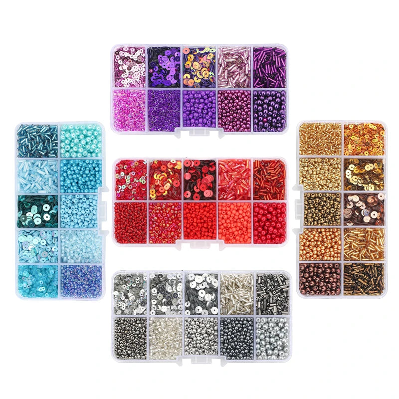 Box with beads and sequins