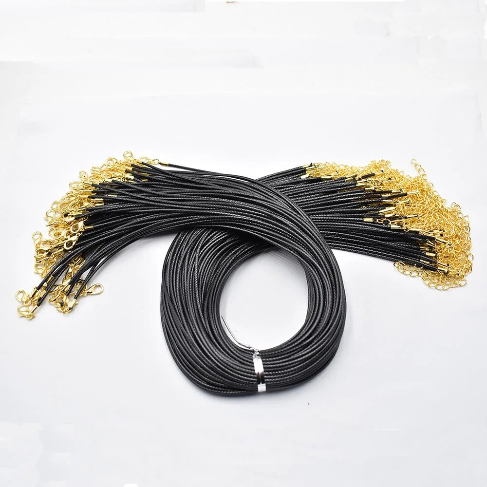 Färdiga halsband läder svart/ guld 100st