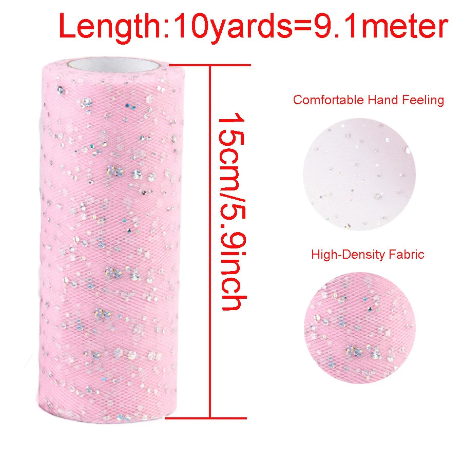 Tulle fabric with glitter sequins