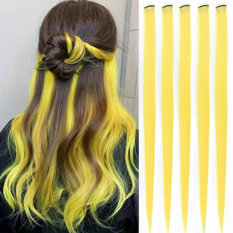 Hair extensions färgade slingor