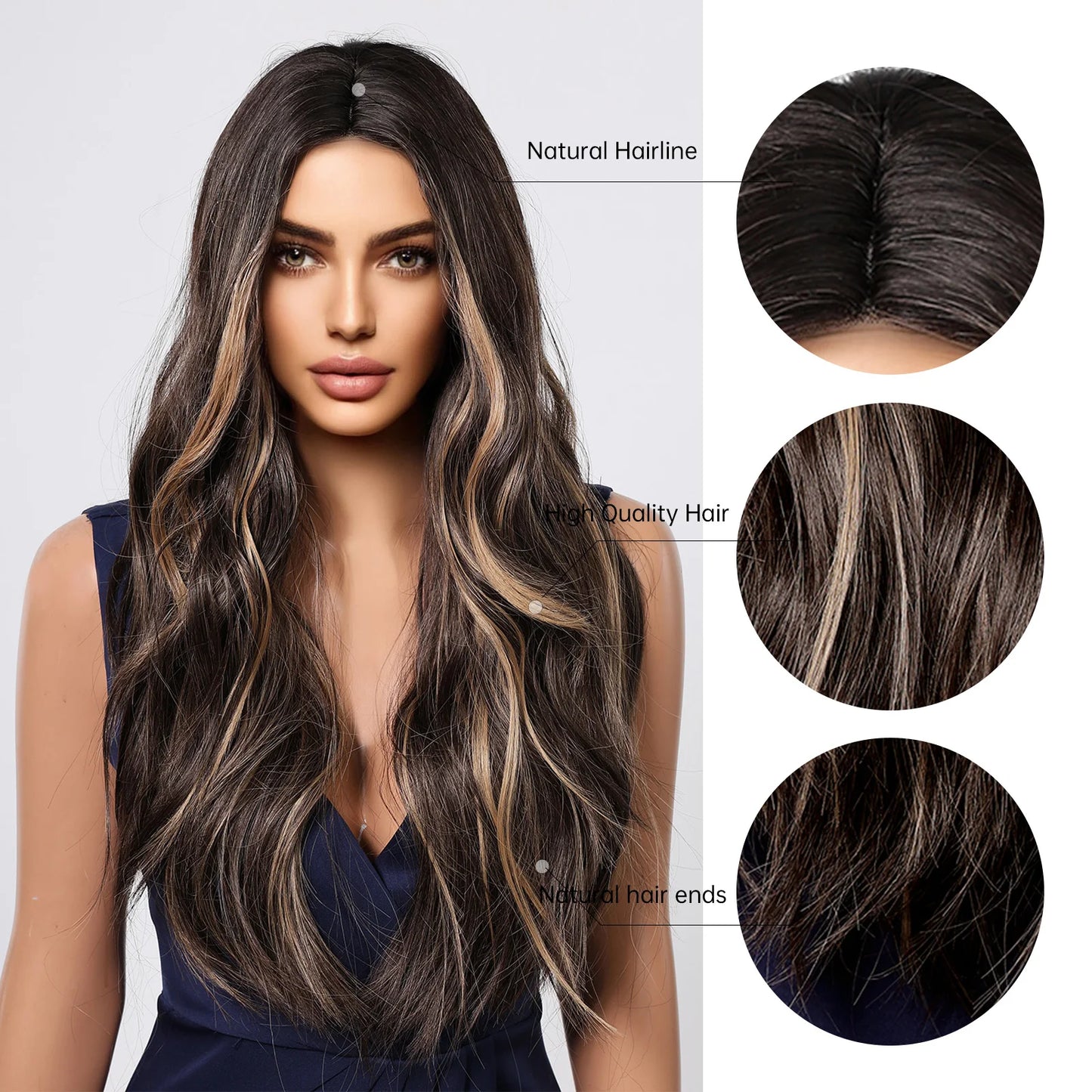 Wig long wavy hair with curls