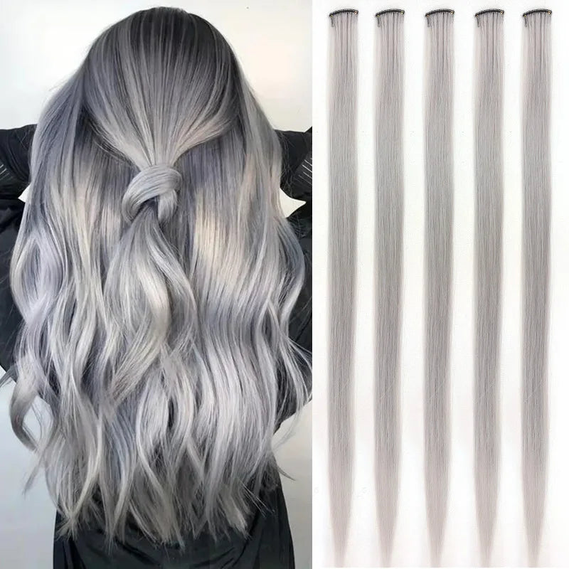 Hair extensions färgade slingor
