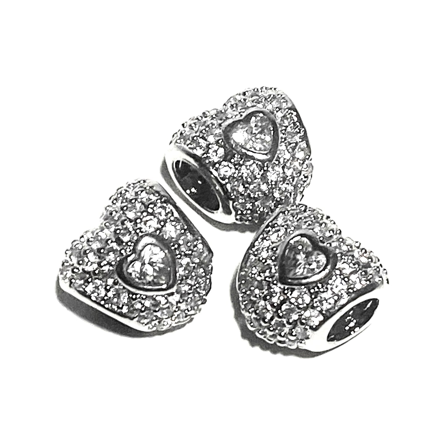 Snake link charm - Heart with Strass