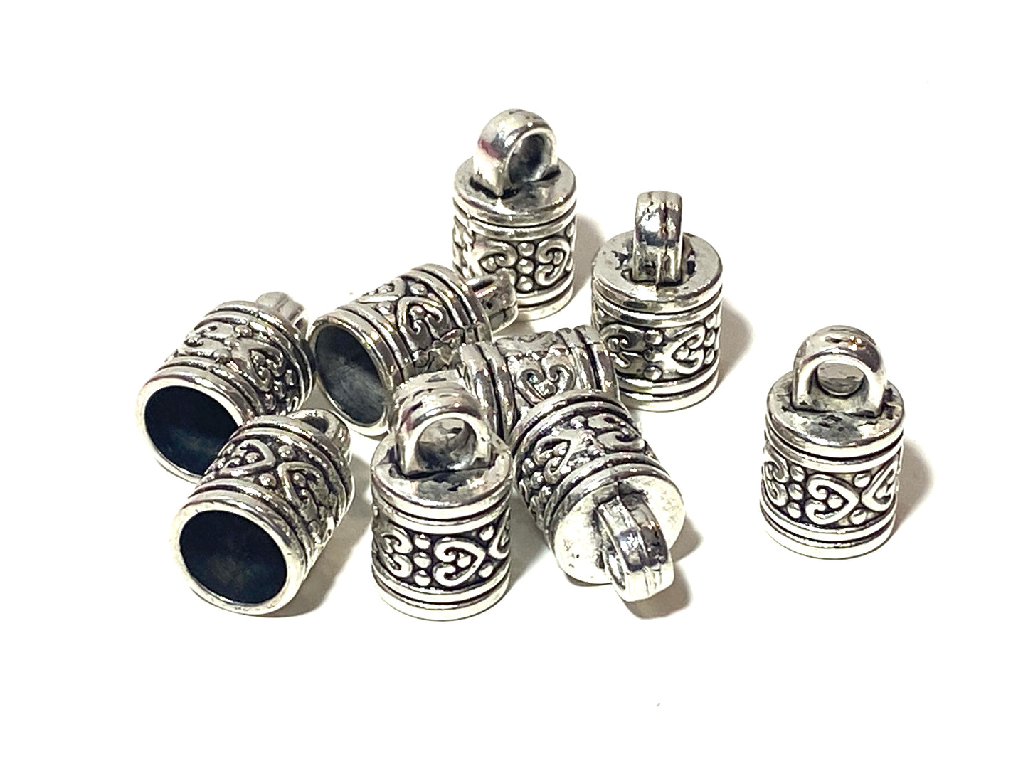 Large End Caps Tibetan Antique Silver