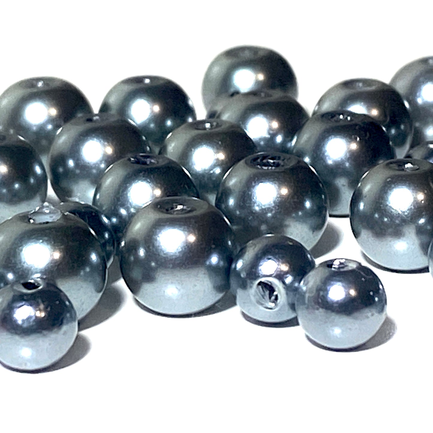 Acrylic beads pearl imitation grey silver mix
