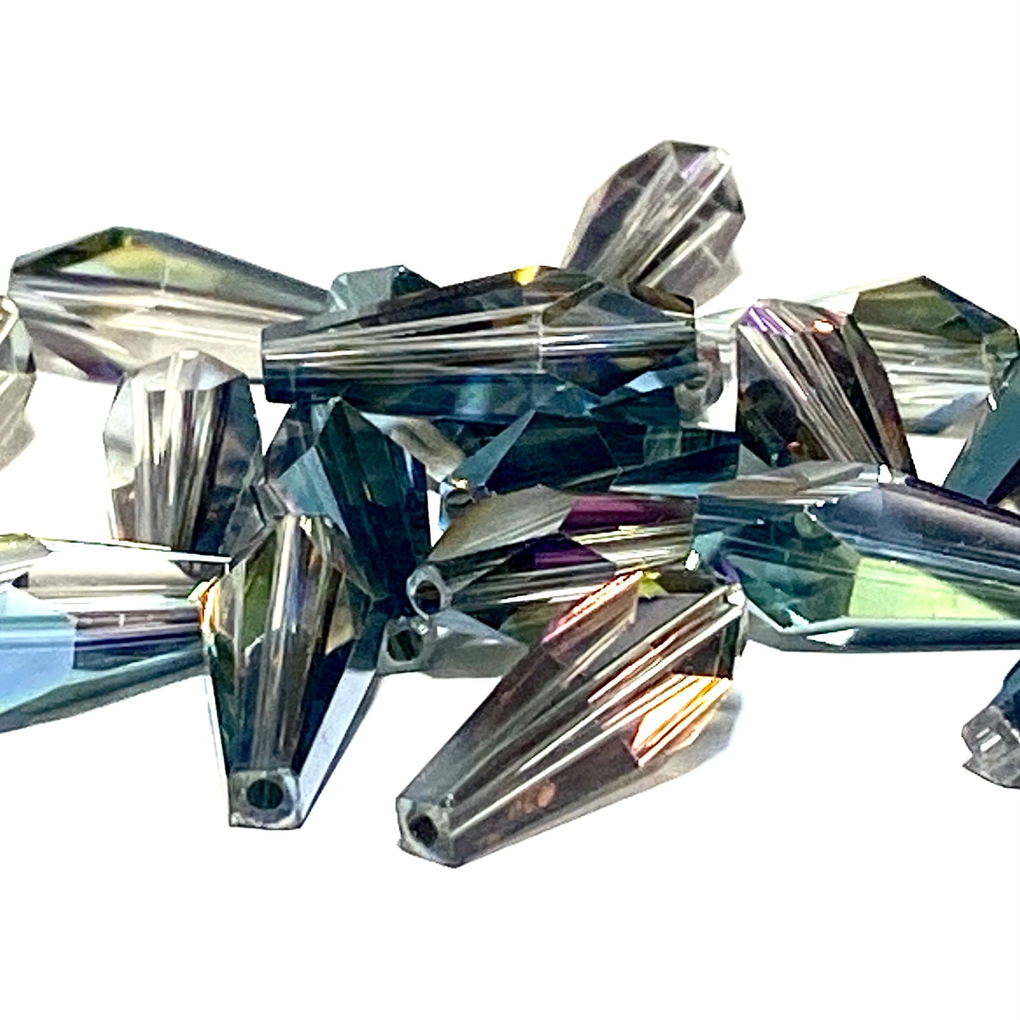 Electroplate glass drops Green/Grey