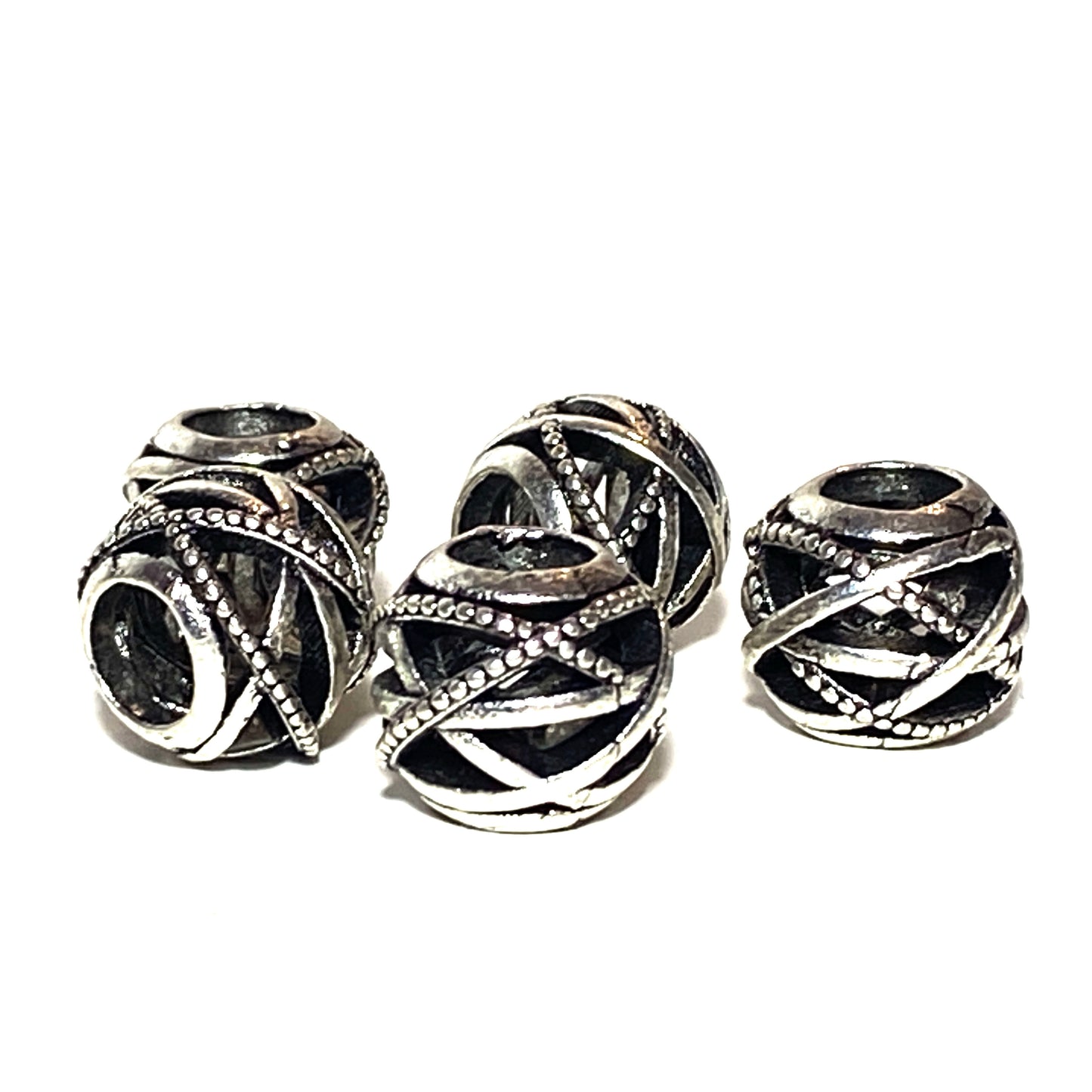 Snake link charm round black silver band