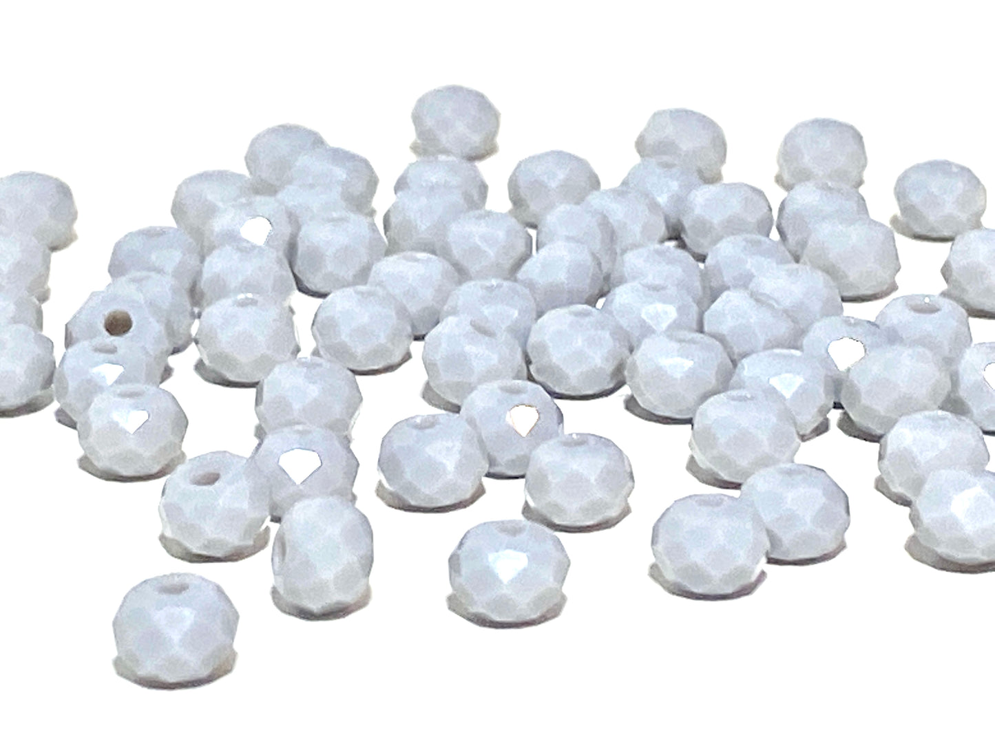 Glass beads roundel Light grey