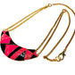 Necklace with large link pink black