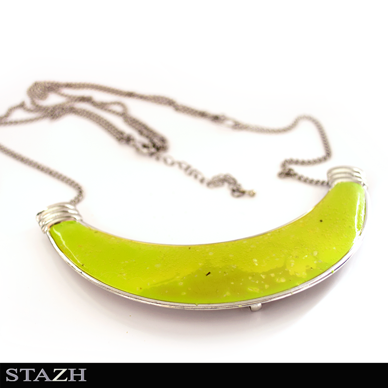 Necklace with large lime green link