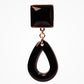 Square rhinestone earrings with black acrylic link