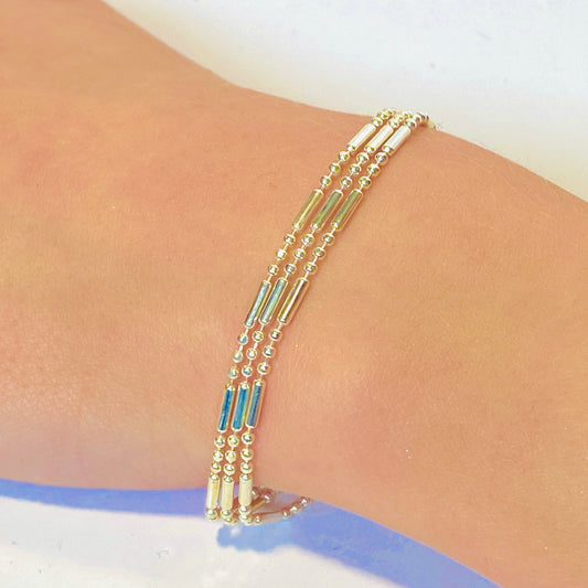 Armband trippel kedjor platinum