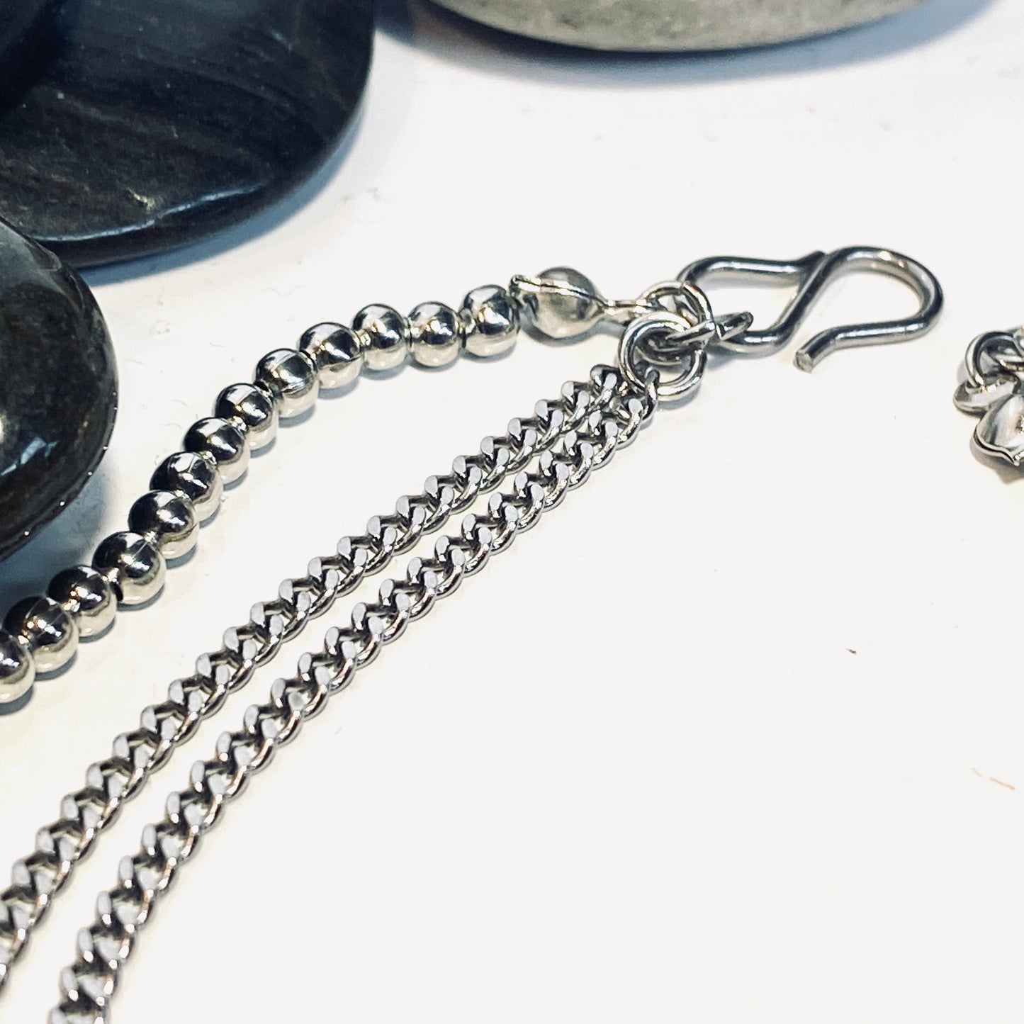 Fotlänk kedjor silver pärlor länk hjärta
