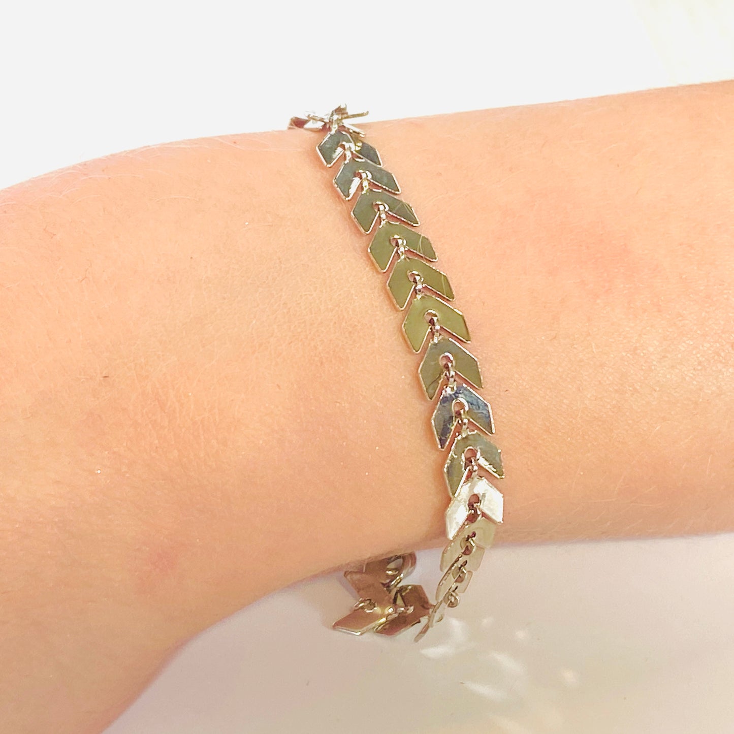 Armband blad-kedja silver