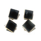 Earrings gold plated metal with faceted black rhinestone stone