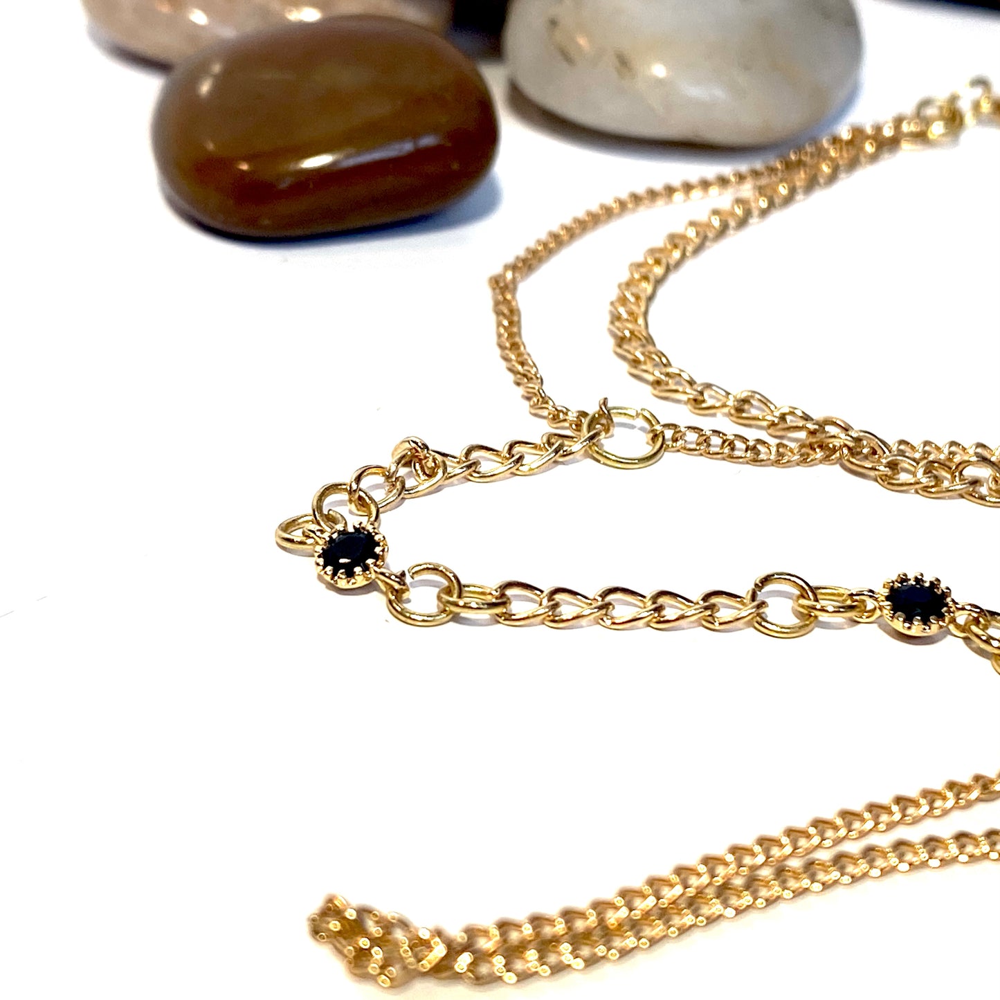 Armband guld kedjor med cubic zirconia länkar