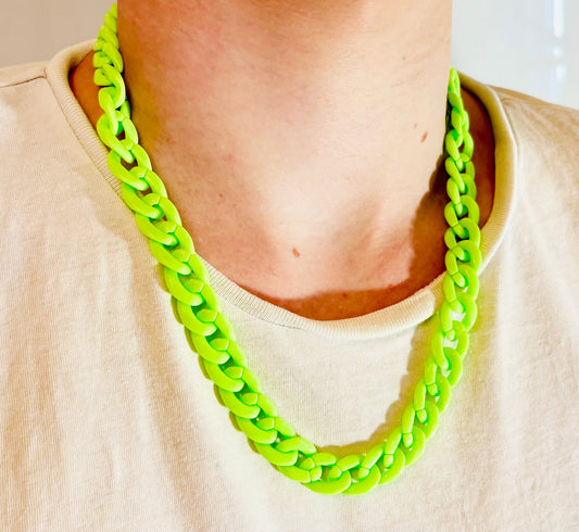 Halsband med stora kedja Limegrön