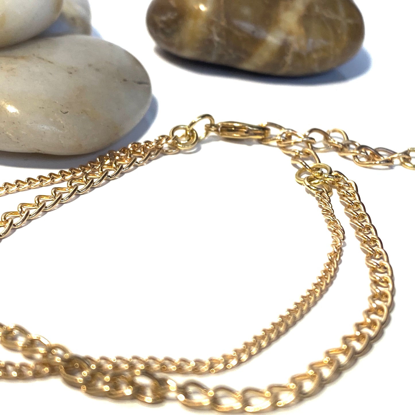 Armband guld kedjor med cubic zirconia länkar