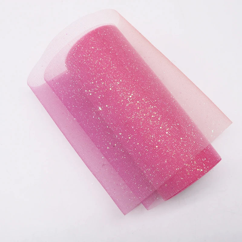 Tyll tyg regnbågsfärger med glitter
