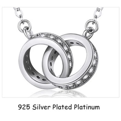 Halsband med dubbel ringar strass stenar 925 sterling silver