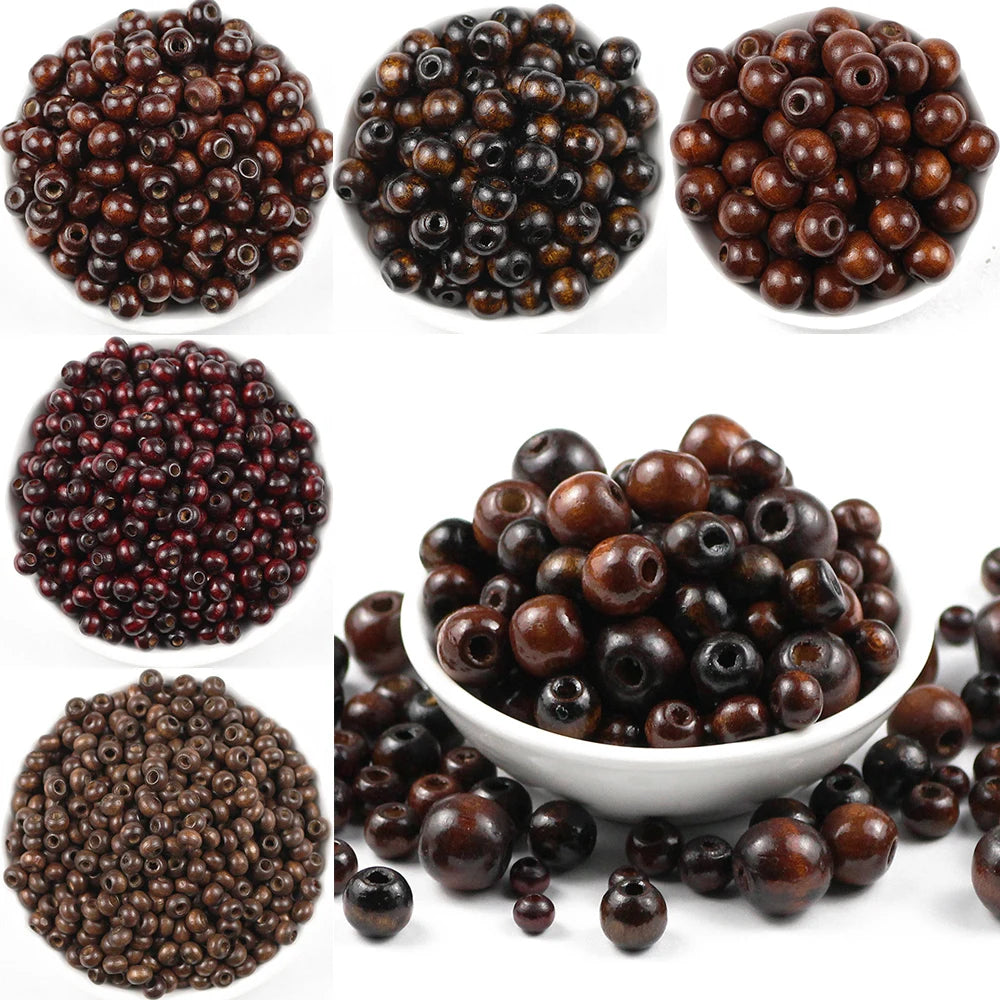 Dark brown wooden beads 10-500pcs