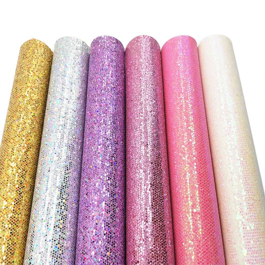 Lädertyg med glitter i olika färger