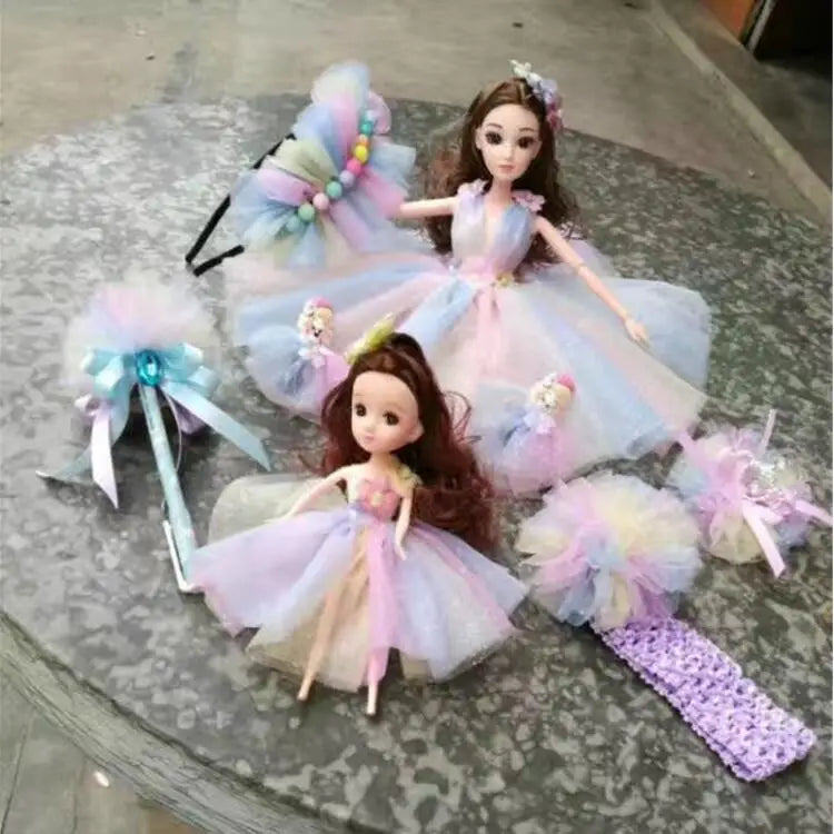 Tyll tyg regnbågsfärger med glitter