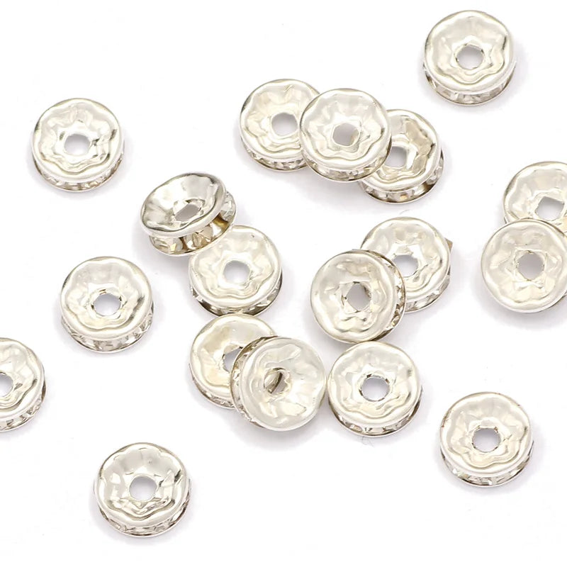 Middle parts with rhinestones