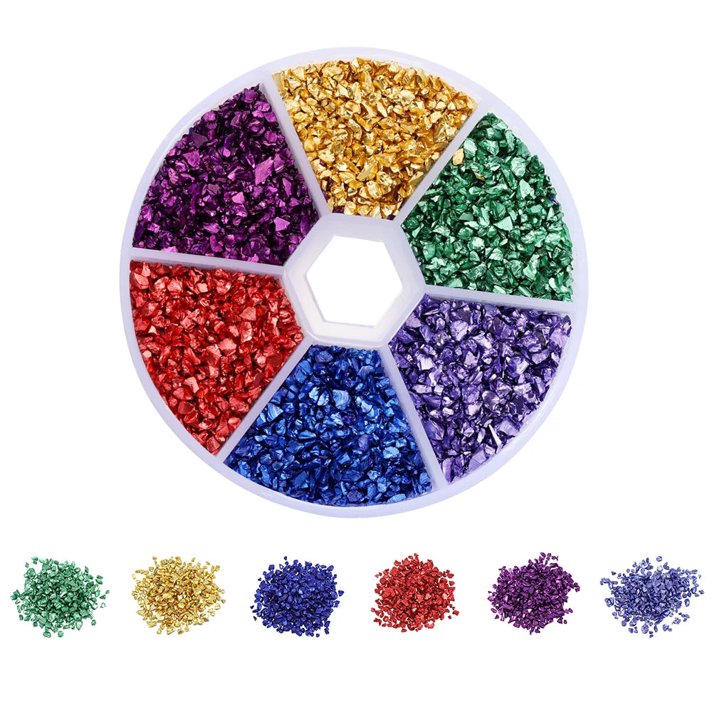 Broken glass decoration in different colors 