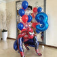 Olika ballonger med spindelmannen
