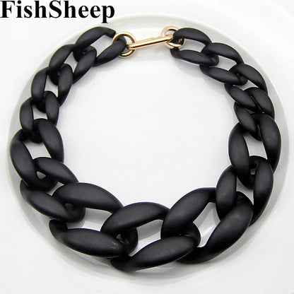 necklace Chunky curb chain matte black color