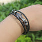 Armband flätad läder och metall sliders