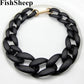 necklace Chunky curb chain matte black color