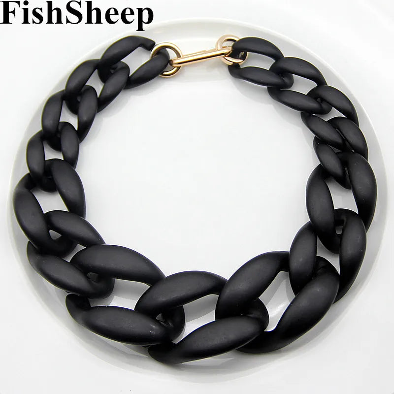 necklace Chunky curb chain matte black color
