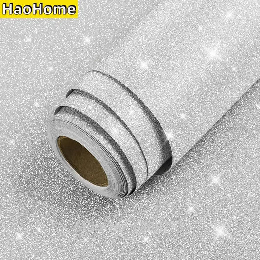 Självhäftande tapet i ljusgrå glitter