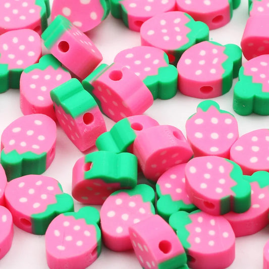 Pärlor polymer lera jordgubbar
