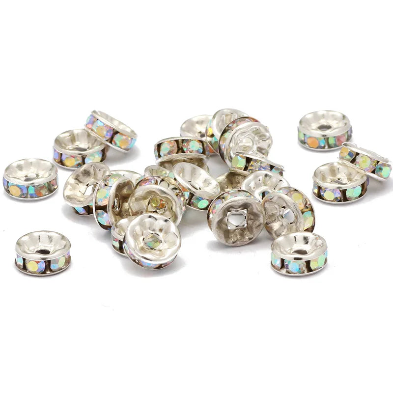 Middle parts with rhinestones