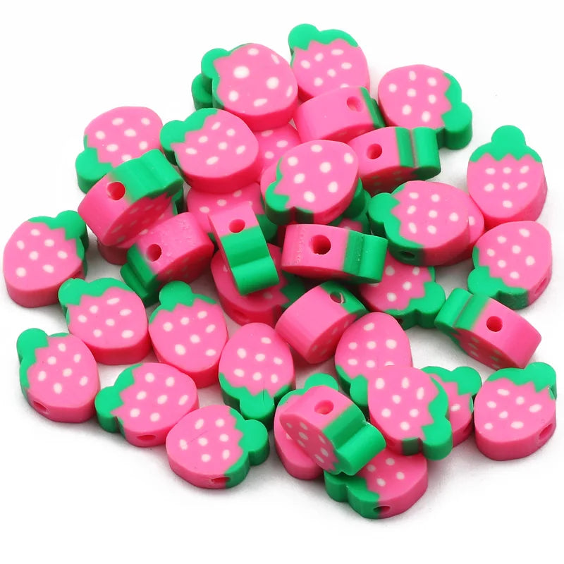 Pärlor polymer lera jordgubbar