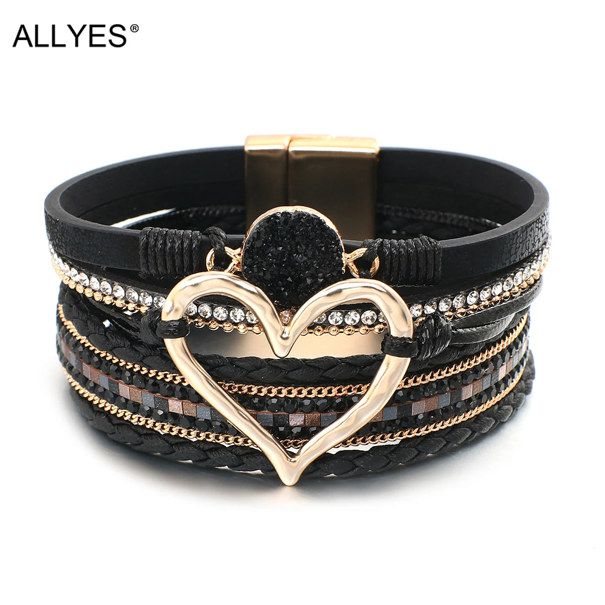 Armband läder snöre och metall länk
