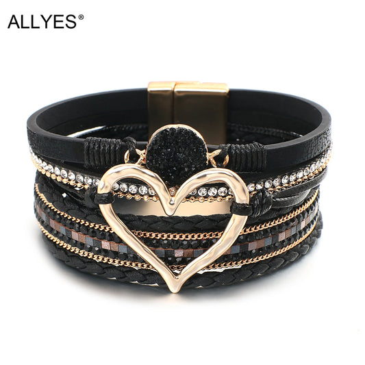 Armband läder snöre och metall länk