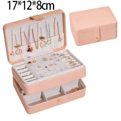 multi-tiered leather jewelry box