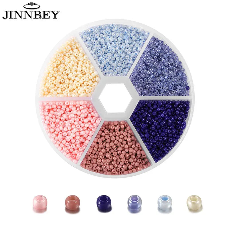 Bead boxes with seed beads in bright colors
