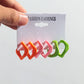 3 pairs set of colorful twisted c-shape earrings