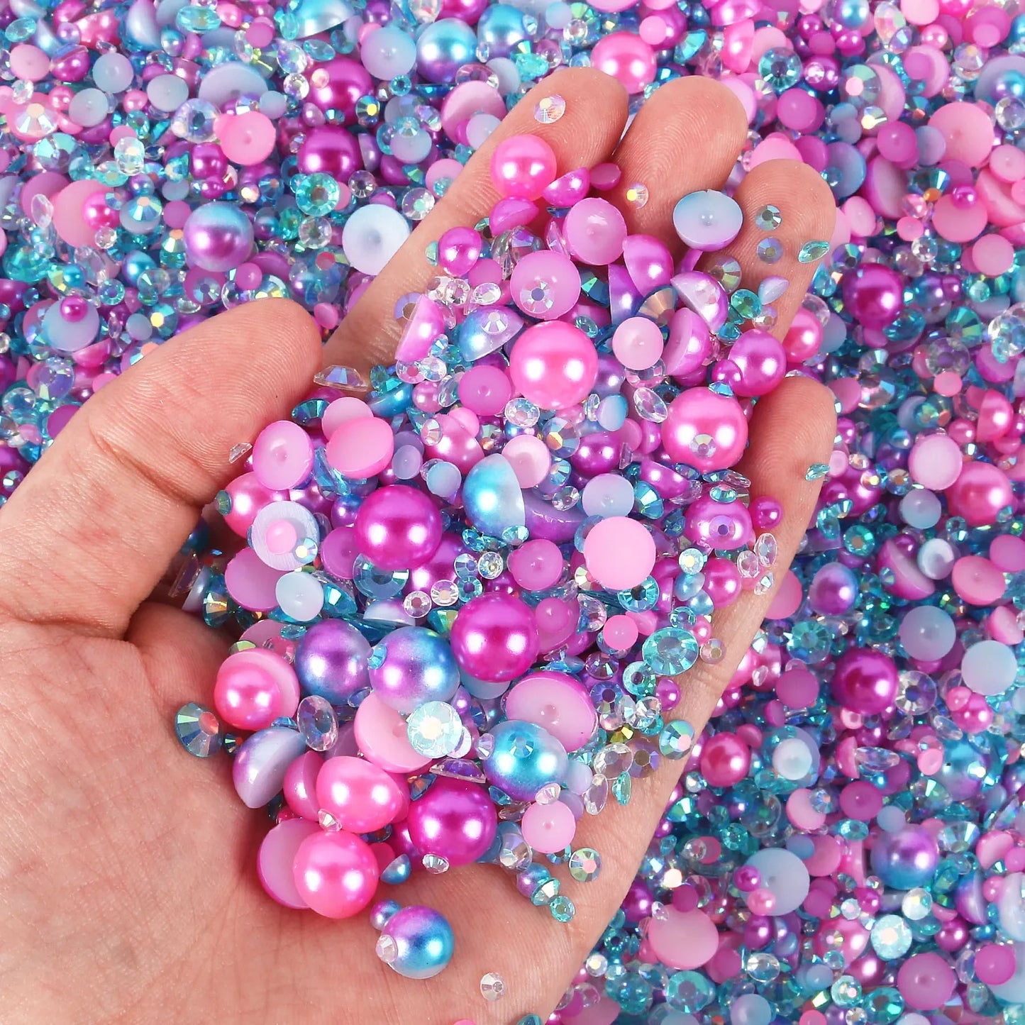 Mixed sizes and colors with Flatback beads