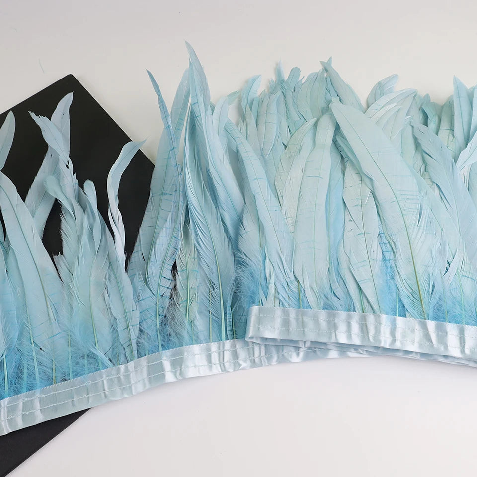 10 meters rooster feathers on ribbon
