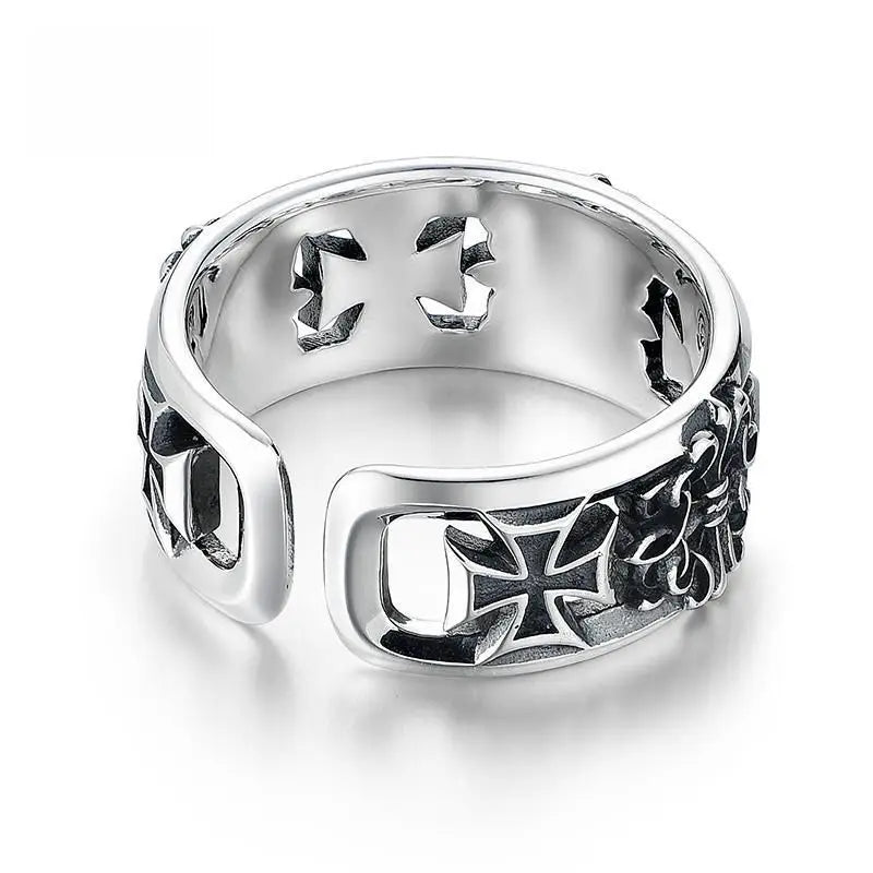 Ring för men silver med kors