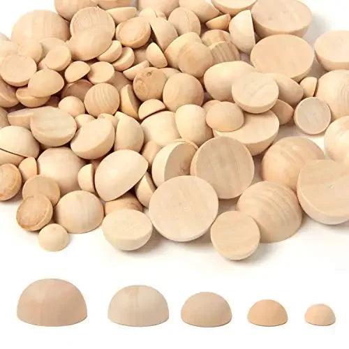 Half round wooden balls in different sizes