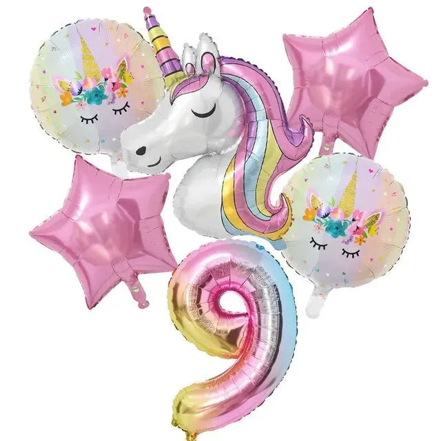 Ballong paket med unicorn och siffra