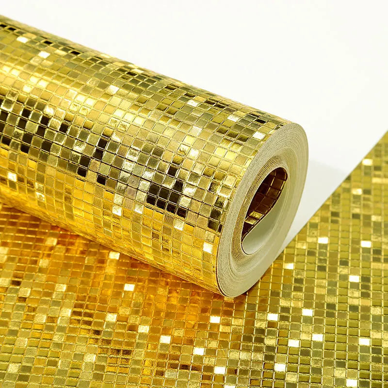 Tapet med spegel Mosaik silver/guld